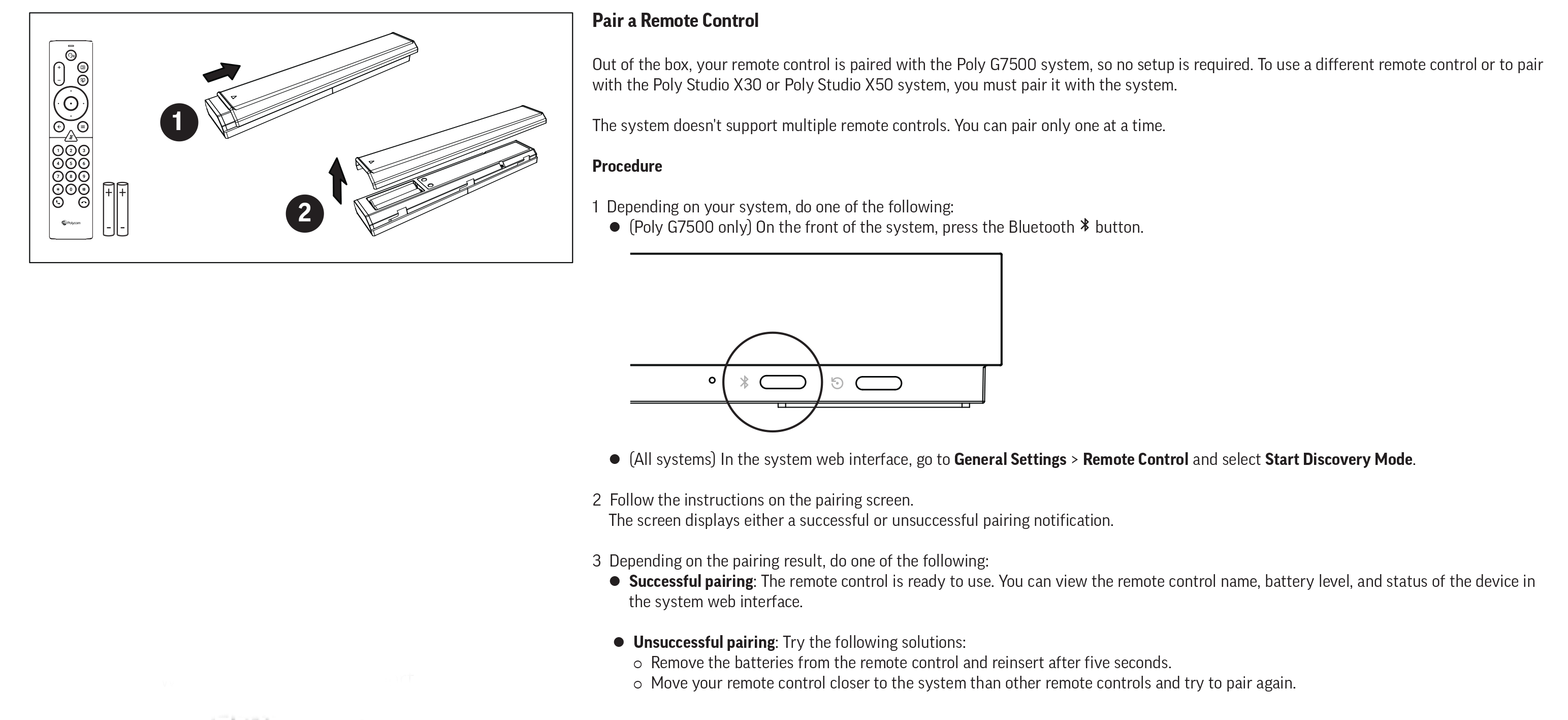 Установка и подключение Poly Bluetooth Remote Control