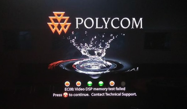 Polycom HDX Error Code EC08 Video DSP Memory Test Failed